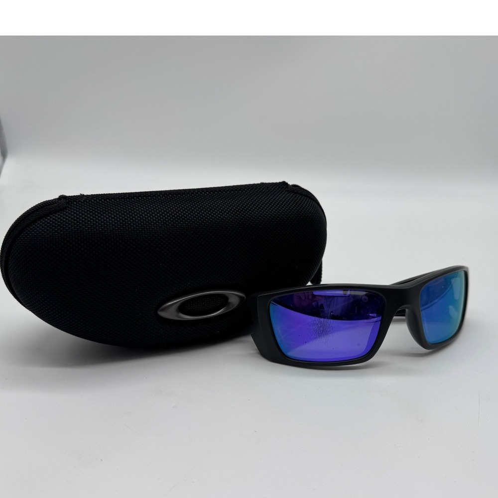 Oakley Fuel Cell OO9096-36 Matte Black Purple Wrap Sunglasses Violet Iridium Len